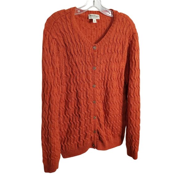 Norm Thompson Sweaters - Norm Thompson Womens Size XL Cardigan Cable Knit Button Sweater Cozy Soft Orange